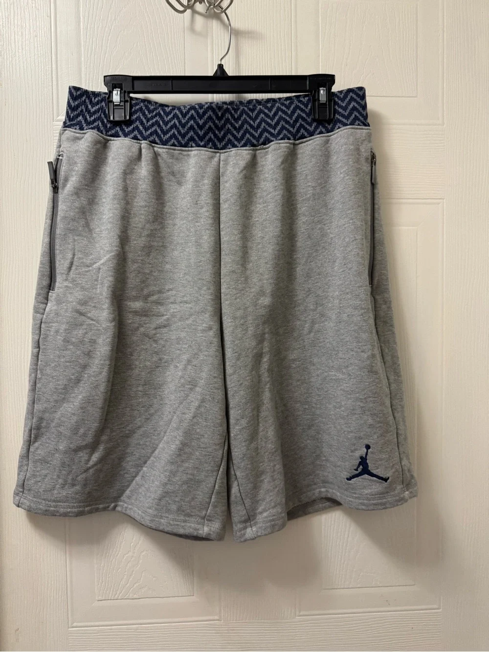 Jordan Gray Shorts with Navy Chevron Waistband